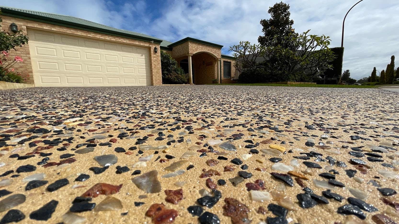 Exposed aggregate concrete finish in Perth