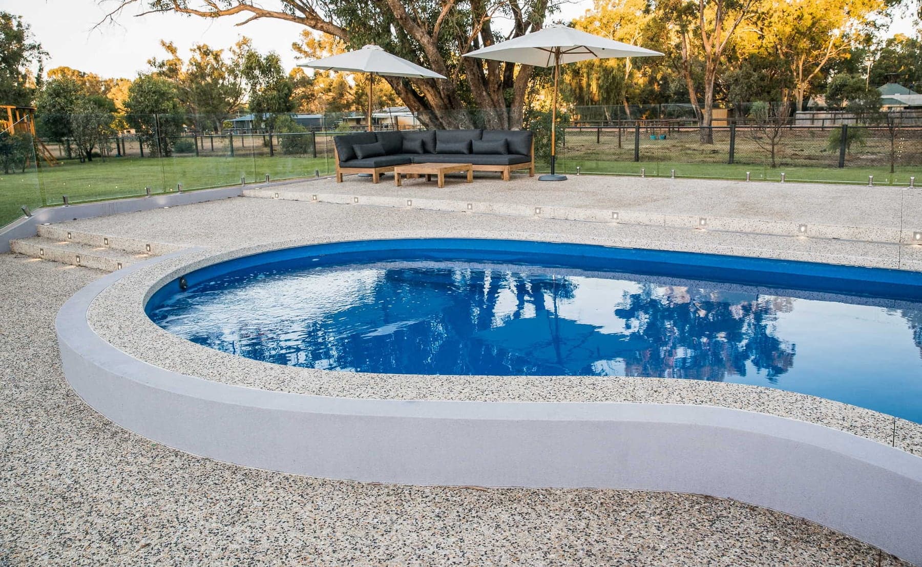 Exposed aggregate pool surround in Perth