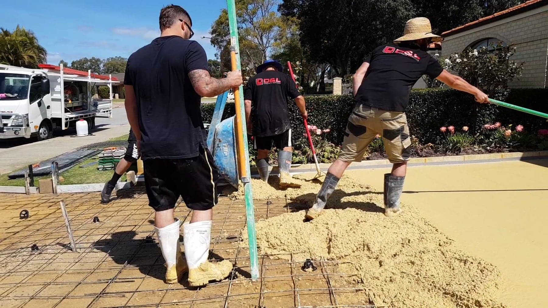 D&L Concrete Services team working on a concrete project